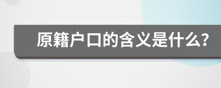 原籍戶口的含義是什么？