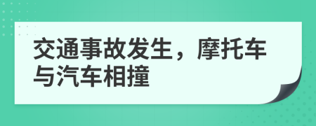 交通事故發(fā)生，摩托車與汽車相撞