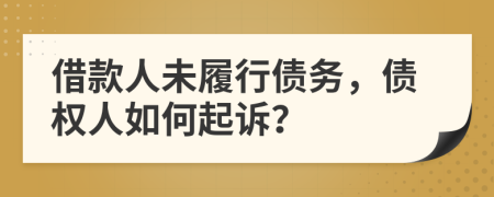 借款人未履行債務(wù)，債權(quán)人如何起訴？