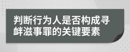 判斷行為人是否構(gòu)成尋釁滋事罪的關(guān)鍵要素