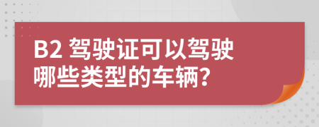 B2 駕駛證可以駕駛哪些類型的車輛？