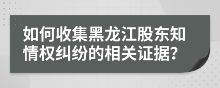 如何收集黑龍江股東知情權(quán)糾紛的相關(guān)證據(jù)？
