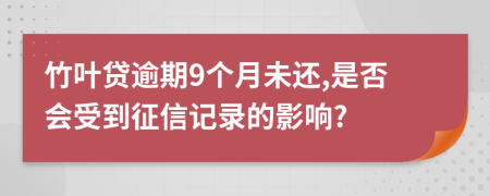 竹葉貸逾期9個(gè)月未還,是否會(huì)受到征信記錄的影響?