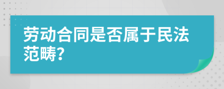 勞動合同是否屬于民法范疇？