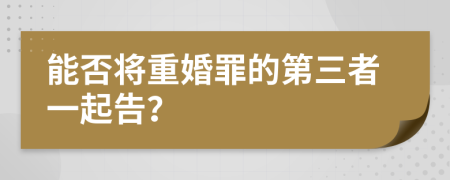 能否將重婚罪的第三者一起告？
