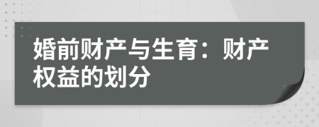 婚前財(cái)產(chǎn)與生育：財(cái)產(chǎn)權(quán)益的劃分