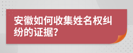 安徽如何收集姓名權(quán)糾紛的證據(jù)？