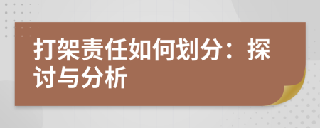 打架責(zé)任如何劃分：探討與分析