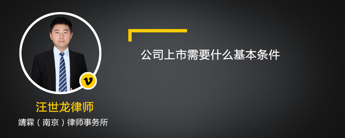 公司上市需要什么基本条件