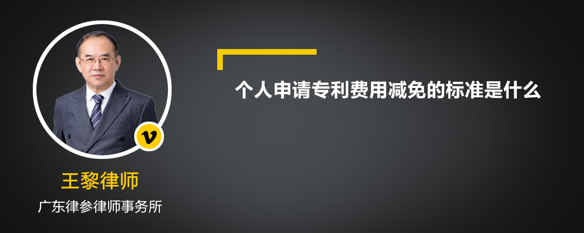 个人申请专利费用减免的标准是什么