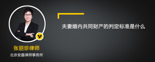 夫妻婚内共同财产的判定标准是什么