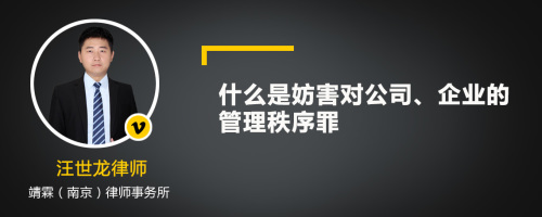 什么是妨害对公司、企业的管理秩序罪