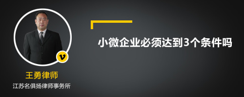 小微企业必须达到3个条件吗