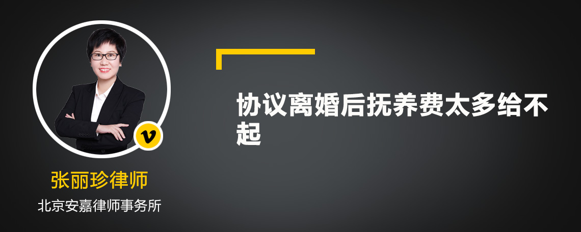 协议离婚后抚养费太多给不起