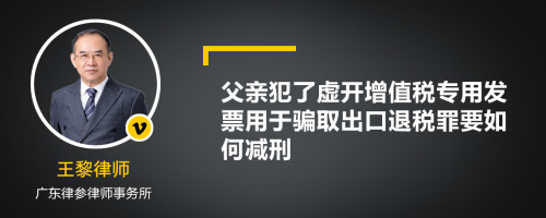 父亲犯了虚开增值税专用发票用于骗取出口退税罪要如何减刑