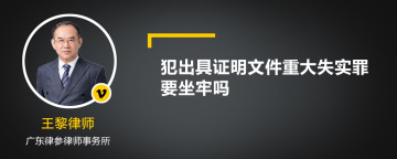 犯出具证明文件重大失实罪要坐牢吗