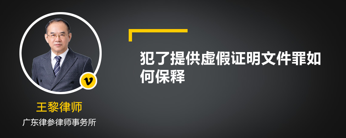 犯了提供虚假证明文件罪如何保释