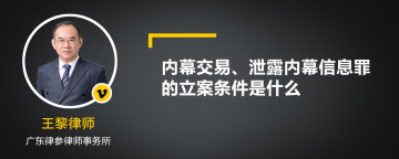 内幕交易、泄露内幕信息罪的立案条件是什么