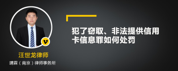 犯了窃取、非法提供信用卡信息罪如何处罚