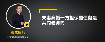 夫妻离婚一方担保的债务是共同债务吗