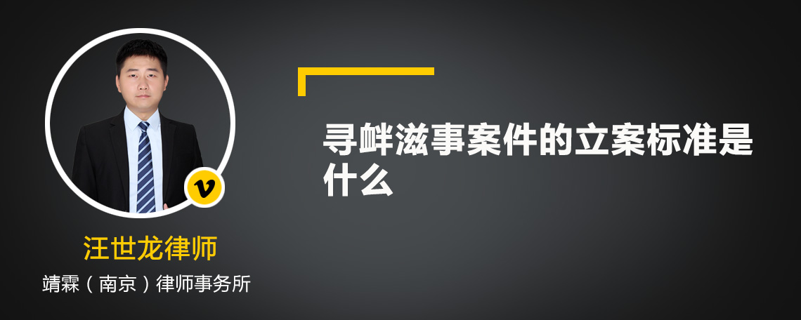 寻衅滋事案件的立案标准是什么