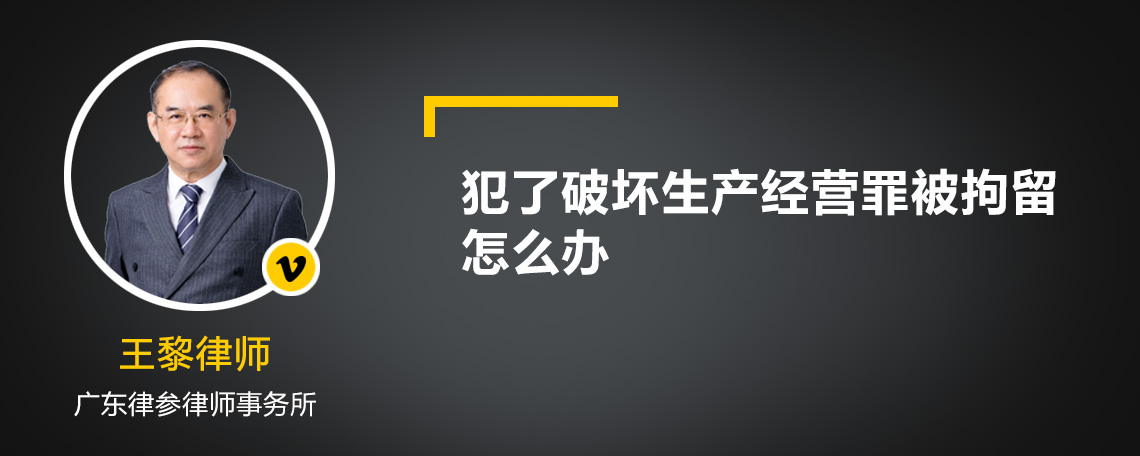 犯了破坏生产经营罪被拘留怎么办