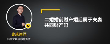 二婚婚前财产婚后属于夫妻共同财产吗