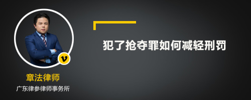 犯了抢夺罪如何减轻刑罚