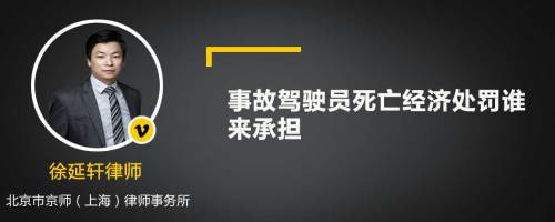 事故驾驶员死亡经济处罚谁来承担