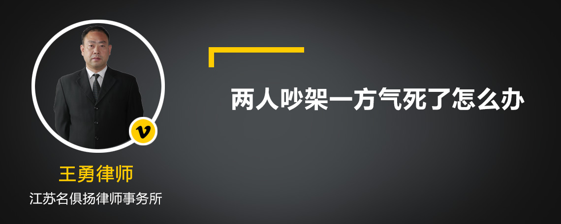 两人吵架一方气死了怎么办