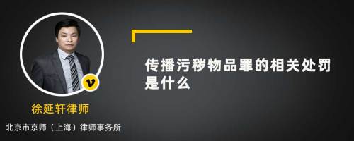 传播污秽物品罪的相关处罚是什么