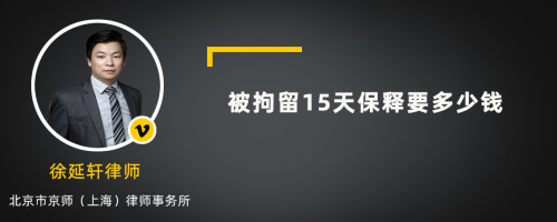 被拘留15天保释要多少钱