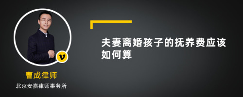 夫妻离婚孩子的抚养费应该如何算