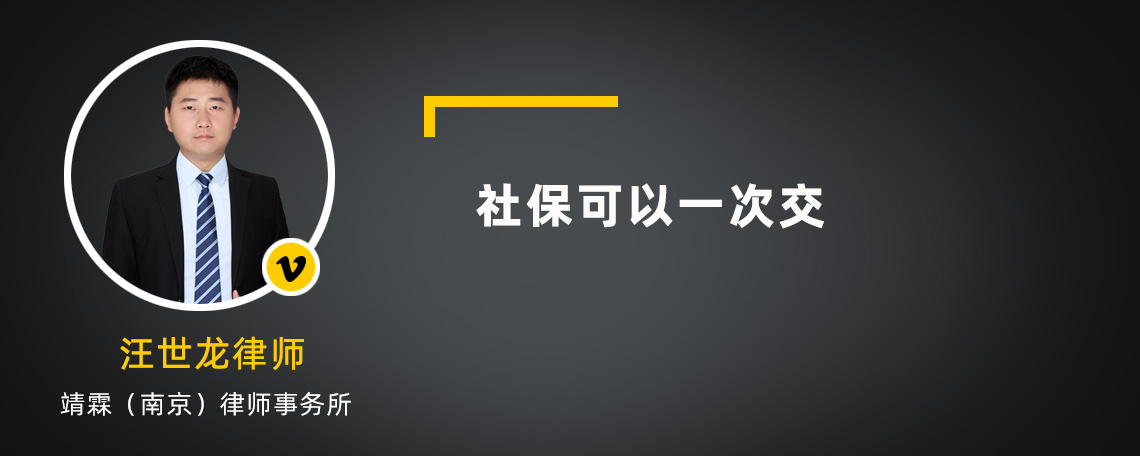 社保可以一次交15年吗