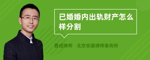 已婚婚内出轨财产怎么样分割