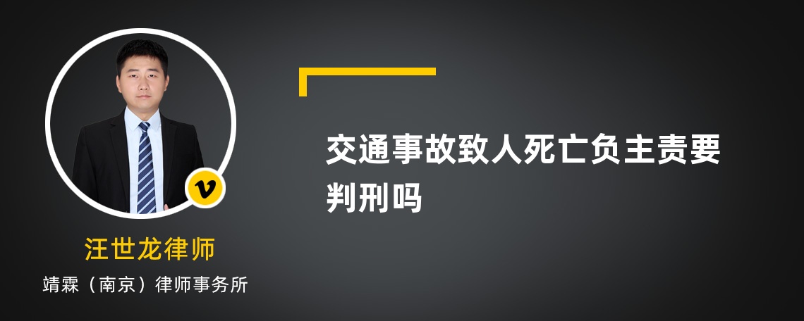 交通事故致人死亡负主责要判刑吗