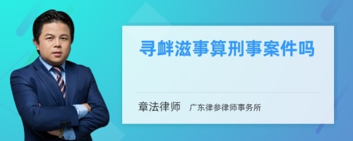 寻衅滋事算刑事案件吗