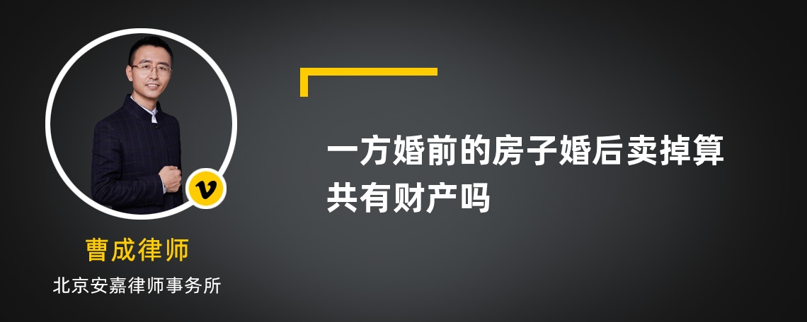 一方婚前的房子婚后卖掉算共有财产吗