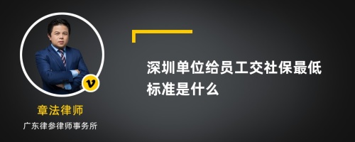 深圳单位给员工交社保最低标准是什么