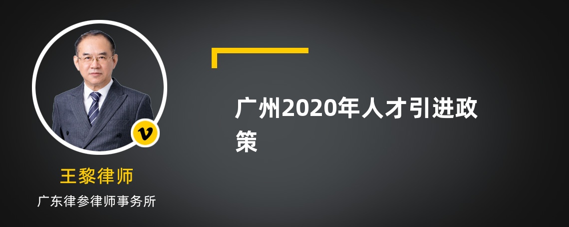 广州2020年人才引进政策
