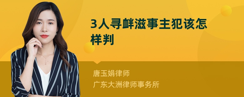 3人寻衅滋事主犯该怎样判