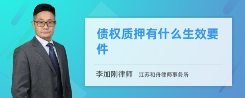 债权质押有什么生效要件