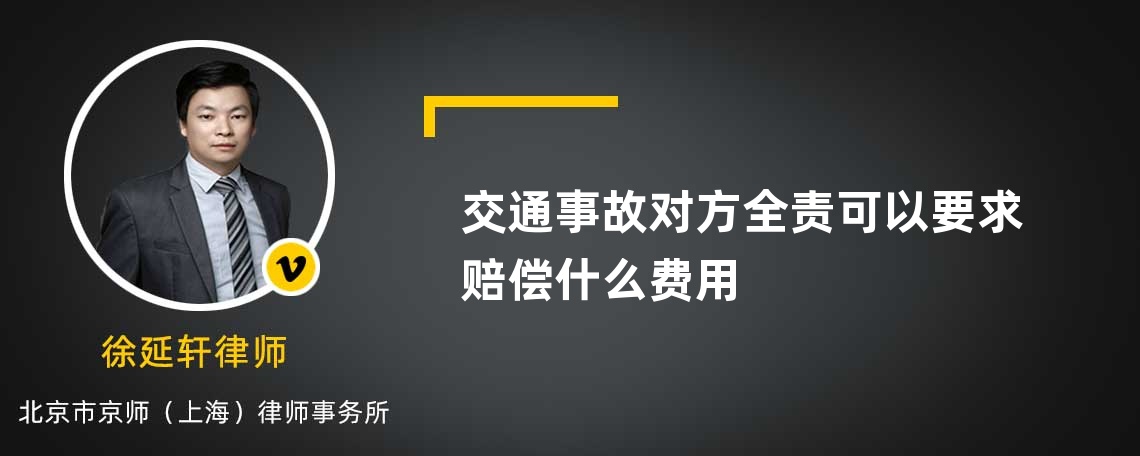 交通事故对方全责可以要求赔偿什么费用