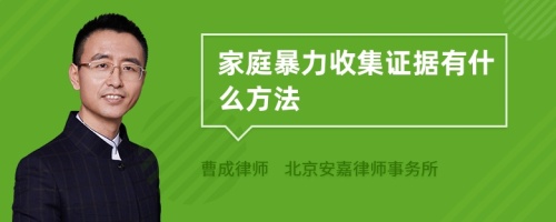 家庭暴力收集证据有什么方法