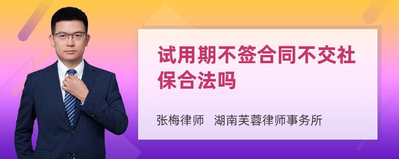 试用期不签合同不交社保合法吗