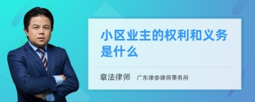 小区业主的权利和义务是什么