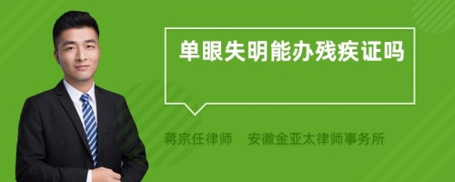单眼失明能办残疾证吗