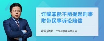 诈骗罪能不能提起刑事附带民事诉讼赔偿