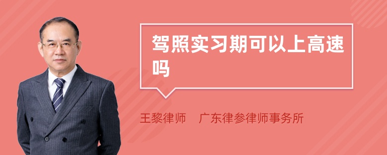 驾照实习期可以上高速吗