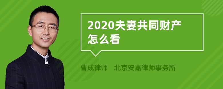 2020夫妻共同财产怎么看